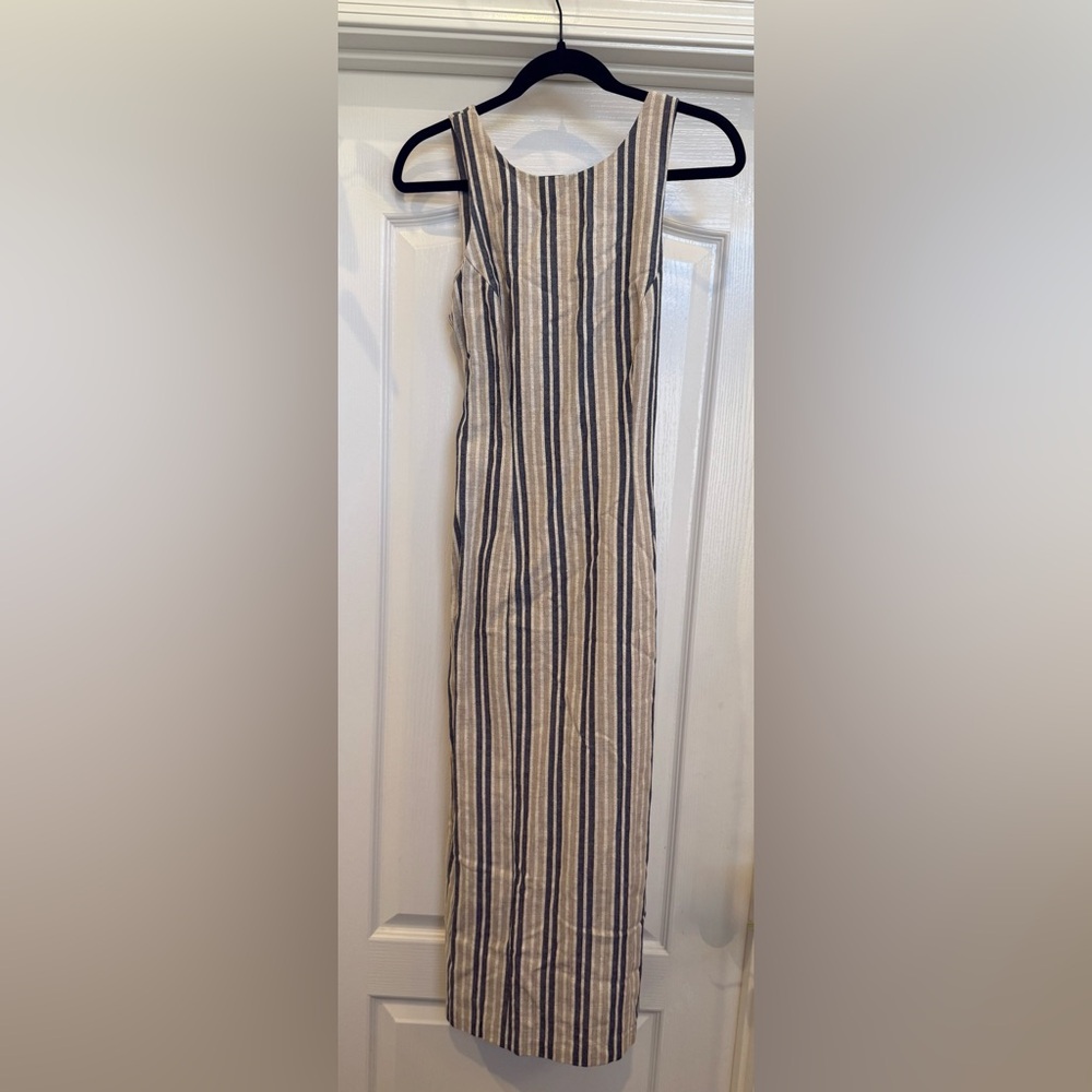 Striped Beige and Black Maxi Dress